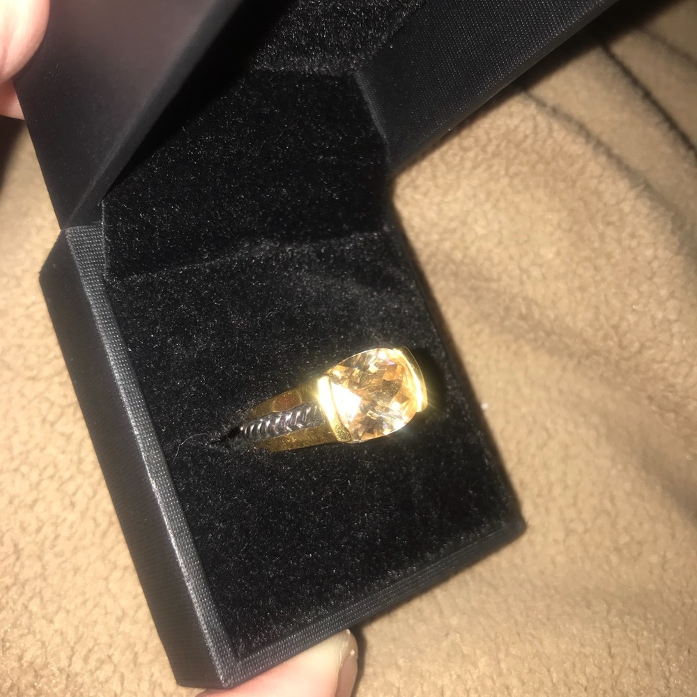 Gold plates citrine and silver ring